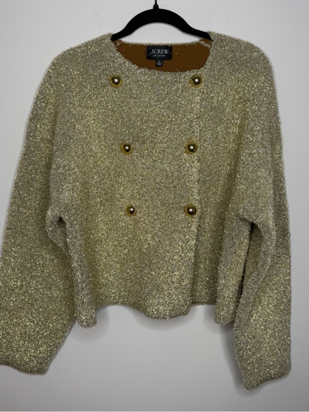 J.Crew Collection Women's Gold Metallic Double-Breasted Lady Jacket - Picture 3 of 11